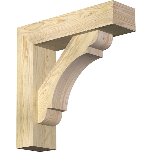 Ekena Millwork Olympic Block Rough Sawn Bracket w/ Offset Brace, Douglas Fir, 6"W x 22"D x 22"H BKT0604X22X22OLY05RDF - main